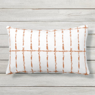 Terracotta Tie Dye Look Rectangular Grid Pattern Lumbar Pillow