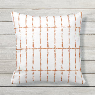 Terracotta Tie Dye Look Rectangular Grid Pattern Outdoor Pillow