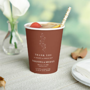 Terracotta Tiny Flower Minimal Drink Wedding Paper Cups