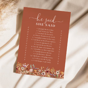 Terracotta Tiny Wildflower Bridal Shower Game