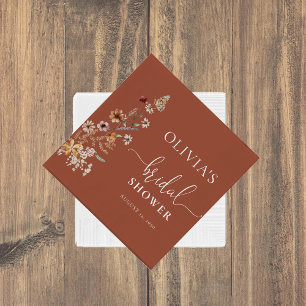 Terracotta Tiny Wildflower Bridal Shower Napkin