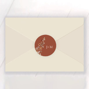 Terracotta Tiny Wildflower Wedding Classic Round Sticker