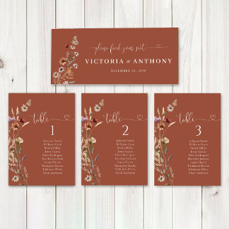 Terracotta Tiny Wildflower Wedding Head Table Sign