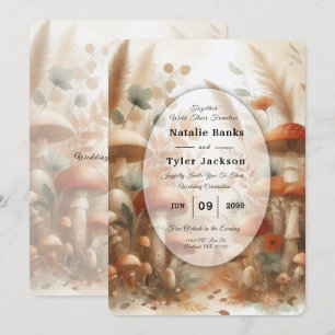 Terracotta Toadstool Woodland Magic Wedding Invitation