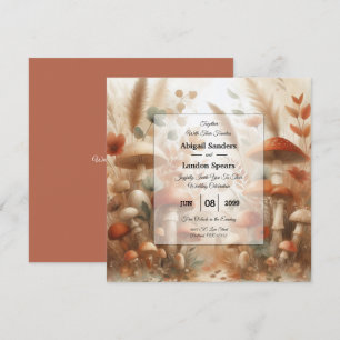 Terracotta Toadstool Woodland Magic Wedding Invitation