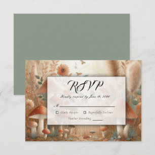 Terracotta Toadstool Woodland Magic Wedding RSVP Card