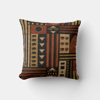 Terracotta Tribal Geometric Sherpa Blanket Decor Throw Pillow