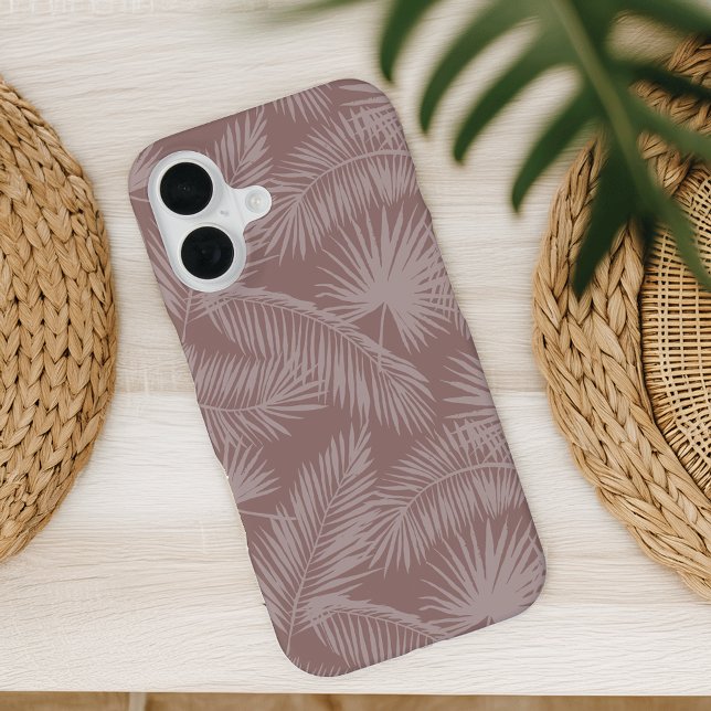 Terracotta Tropical Botanical Palm Leaves Pattern iPhone 16 Case (Creator Uploaded)