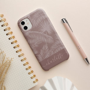 Terracotta Tropical Botanical Palm Leaves Pattern iPhone 16 Case