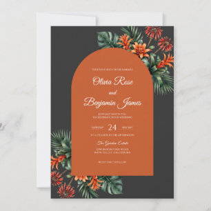 Terracotta Tropical Eucalyptus Wedding Invitation