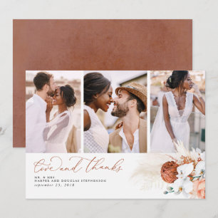 Terracotta Tropical Pampas Grass Wedding Thank You