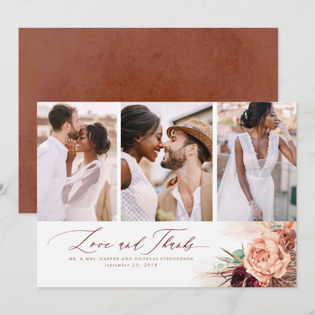 Terracotta Tropical Wedding Thank You (Front/Back)