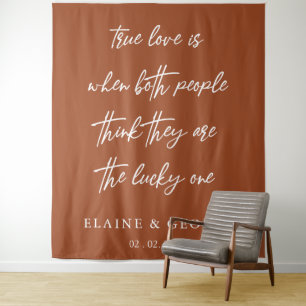 Terracotta True Love is Wedding Photo Backdrop Tapestry