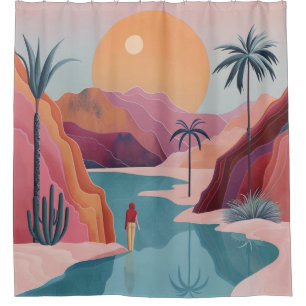 Terracotta Turquoise Celestial Oasis Landscape