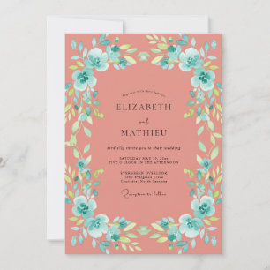 Terracotta Turquoise Wildflower Wedding Invitation