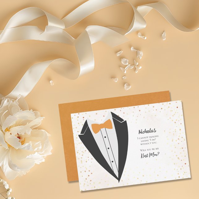 Terracotta Tuxedo Best Man Confetti Proposal Invitation (Creator Uploaded)