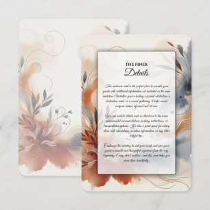 Terracotta Twilight and Navy Blooms Wedding Enclosure Card