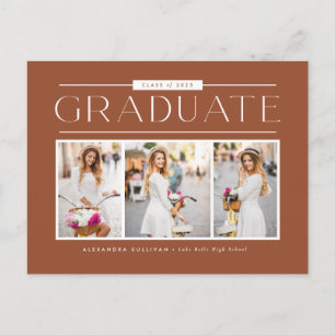 Terracotta Typography Photo Collage Graduation Postcard