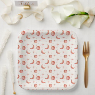 Terracotta Under The Moon and Stars Paper Plate