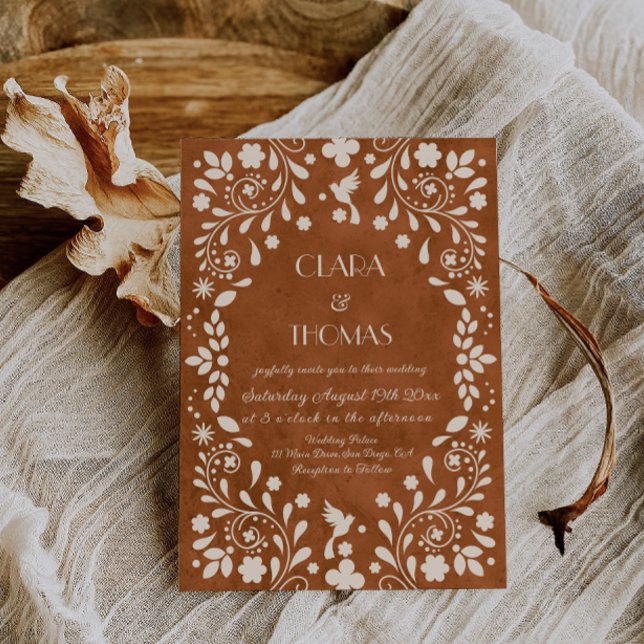 Terracotta Vintage Mexican Wedding Invitation (Créateur téléchargé)