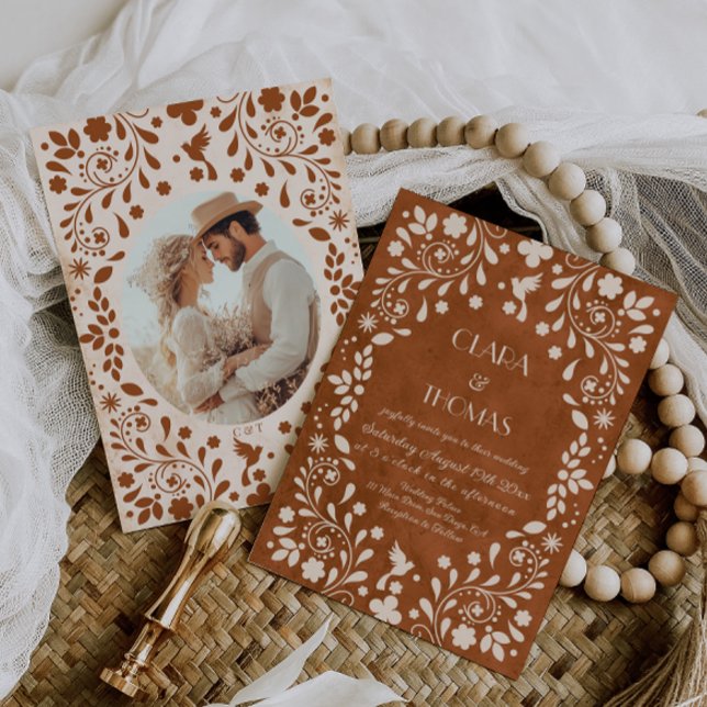 Terracotta Vintage Mexican Wedding Invitation (Créateur téléchargé)