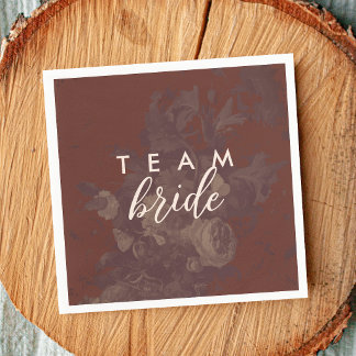 Terracotta Vintage Rustic Floral Team Bride Napkin