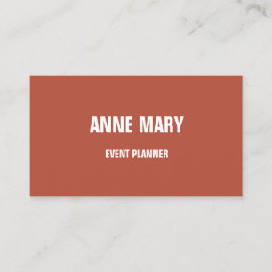 Terracotta Warm Color Burnt Dark Orange Simple Business Card