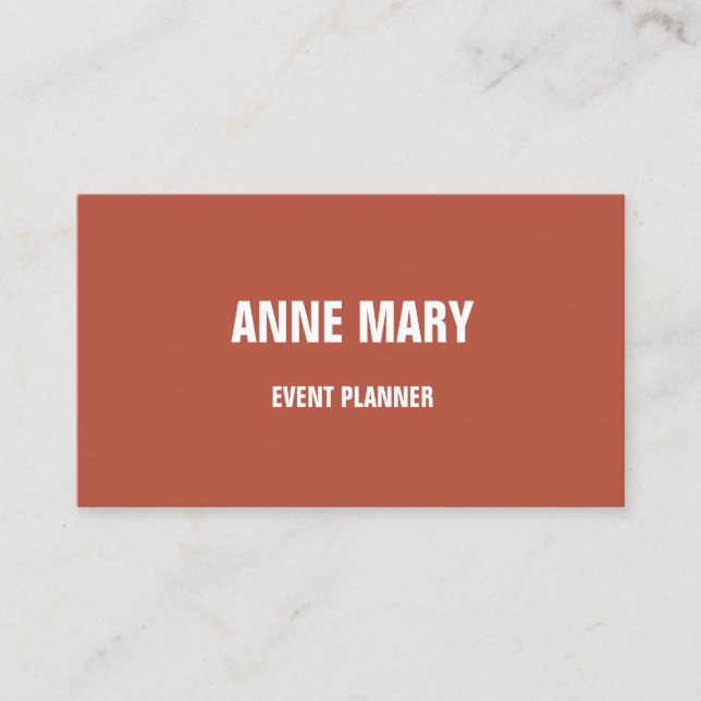 Terracotta Warm Colour Burnt Dark Orange Simple Business Card (Front)