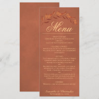 Terracotta Watercolor Feuilles Elégant menu de mar