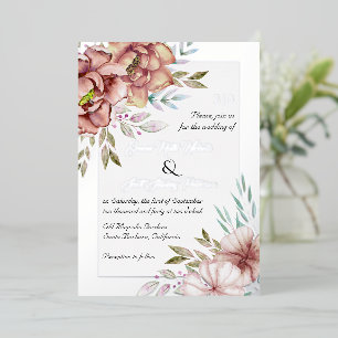 Terracotta watercolor flowers wedding silver