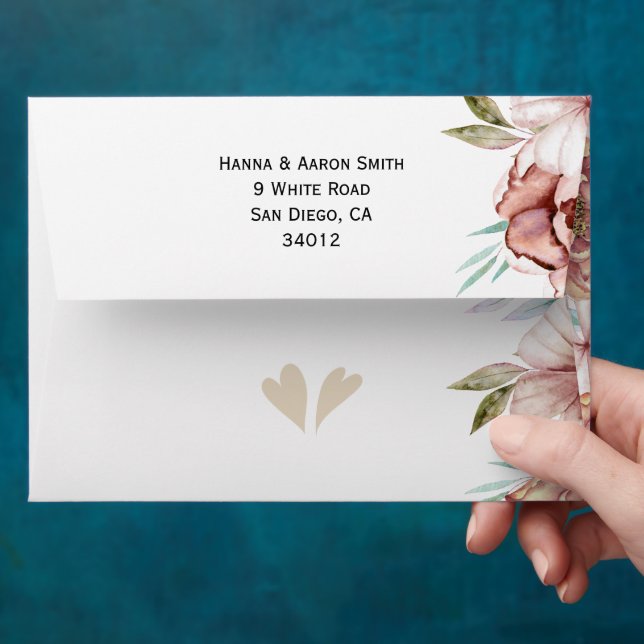 Terracotta watercolor garland fall wedding envelope (Hand)