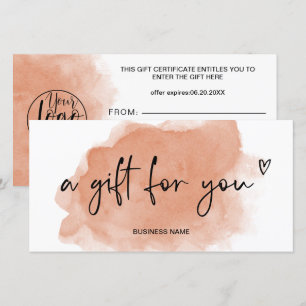 Terracotta watercolor heart logo gift certificate