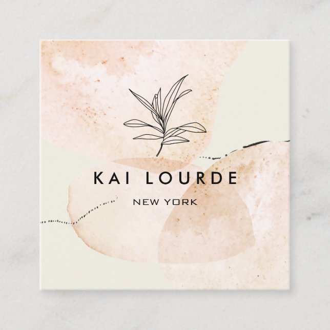 Terracotta Watercolor  Plant Leaves  Square Business Card (Front)