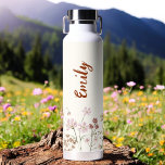 Terracotta Watercolor Wildflower Garden Monogram  Water Bottle<br><div class="desc">Quench your thirst in style with our exquisite Watercolor Wildflower Garden Monogram Name Water Bottle. Crafted with durability and elegance in mind, this sleek bottle is adorned with a breathtaking watercolor wildflower garden design, evoking the beauty of nature. Personalize your bottle with your monogram and name to make it uniquely...</div>