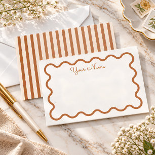 Terracotta Wavy Border Personalized Note Card