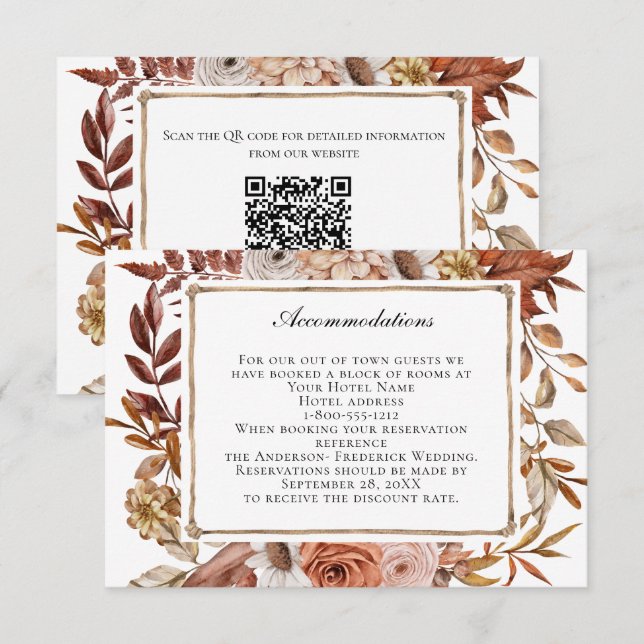 Terracotta Wedding Accommodations Enclosure Card (Front/Back)