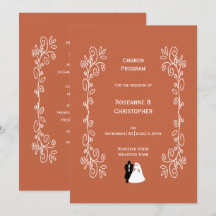 Terracotta Wedding Church Program Bride Groom