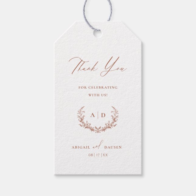 Terracotta Wedding Day Thank you Favour Gift Tag (Front)