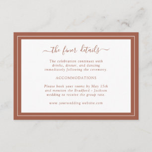 Terracotta Wedding Details Card