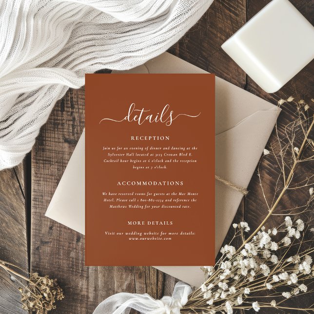 Terracotta Wedding Details Enclosure Card (Creator Uploaded)
