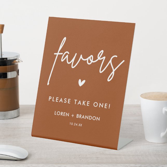 Terracotta Wedding Favours | Please Take One Pedestal Sign (In SItu)