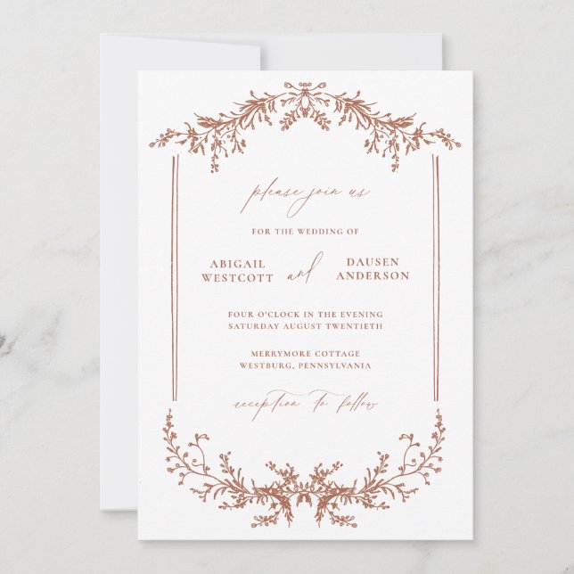 Terracotta Wedding Invitation Announcement Card (Front)
