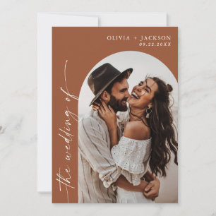 Terracotta Wedding Invitation   Boho Photo Wedding