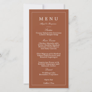 Terracotta Wedding Menu