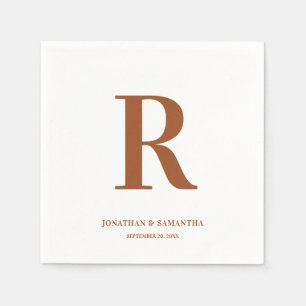 Terracotta Wedding Monogram Modern Napkins
