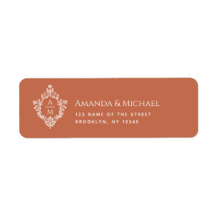 Terracotta Wedding Monogram Vintage Crest