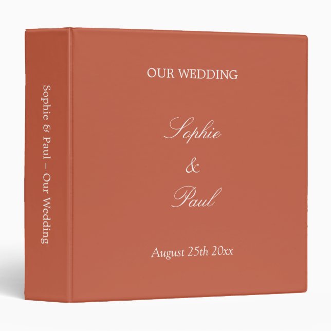 Terracotta Wedding Personalized 3 Ring Binder (Front/Spine)