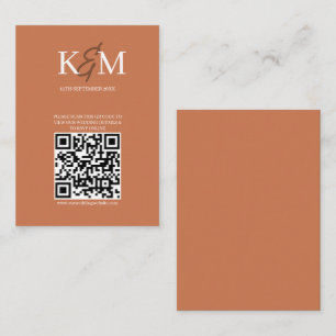 Terracotta Wedding QR code RSVP Online Enclosure  Business Card