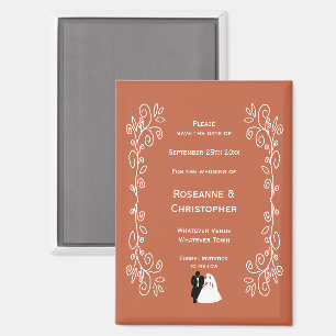 Terracotta Wedding Save The Date Magnet BrideGroom