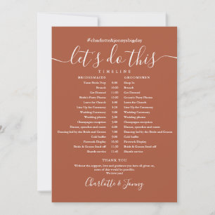 Terracotta Wedding Schedule Timeline Card